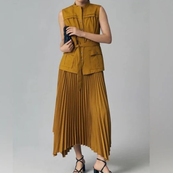 Anthropologie Vested Pleated Dress - Picture 7 of 12